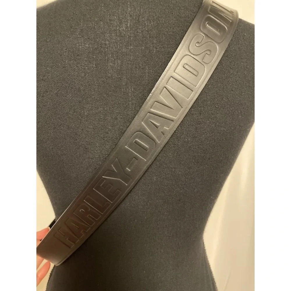 Vtg 2006 Harley Davidson Leather Belt Mens 38 Embossed Letters Large Wing Buckle